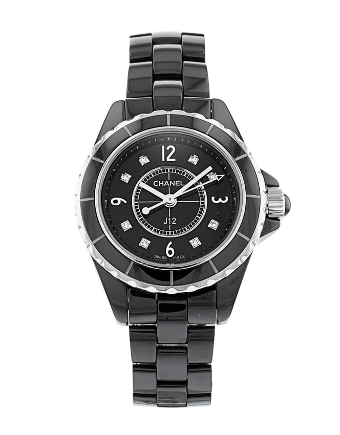 Shop Authentic Chanel J12 Diamonds Black Dial Black Steel Strap Watch for Women - J12 H2569 - Luxxuri