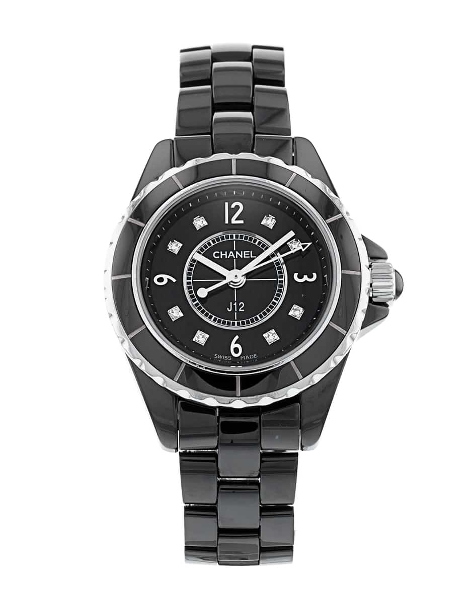 Shop Authentic Chanel J12 Diamonds Black Dial Black Steel Strap Watch for Women - J12 H2569 - Luxxuri