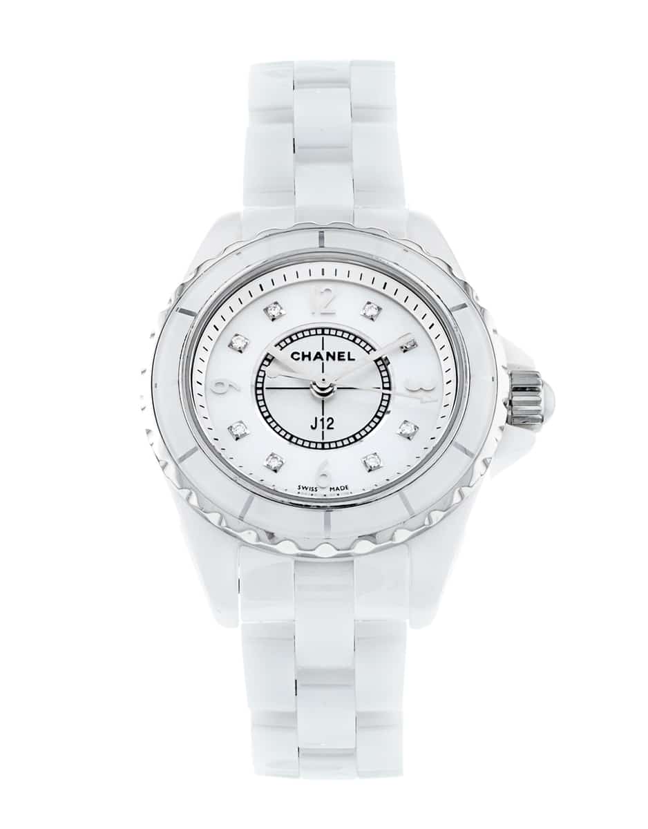 Shop Authentic Chanel J12 Diamonds Quartz Mother of Pearl White Dial White Steel Strap Watch for Women - J12 H2570 - Luxxuri