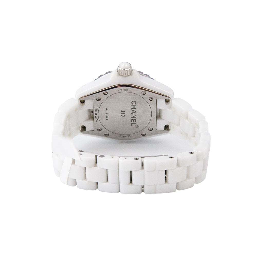 Shop Authentic Chanel J12 Quartz Diamonds White Dial White Steel Strap Watch for Women - J12 H5703 - Luxxuri