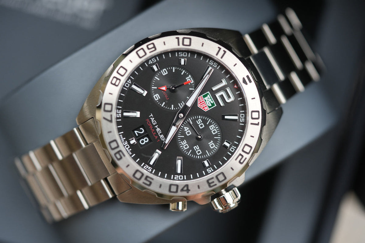 Shop Authentic Tag Heuer Formula 1 Black Dial Silver Steel Strap Watch for Men - WAZ111A.BA0875 - Luxxuri