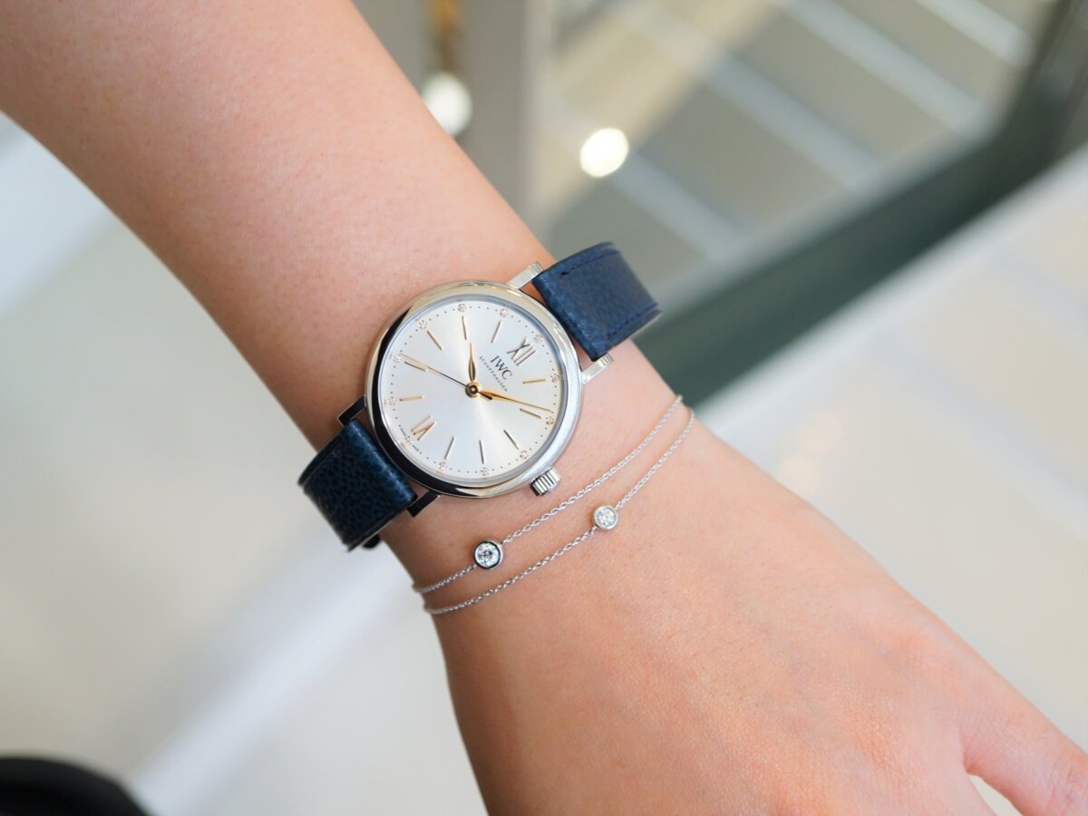 Shop Authentic IWC Portofino Automatic Silver Dial Blue Leather Strap Watch for Women - IW357411 - Luxxuri