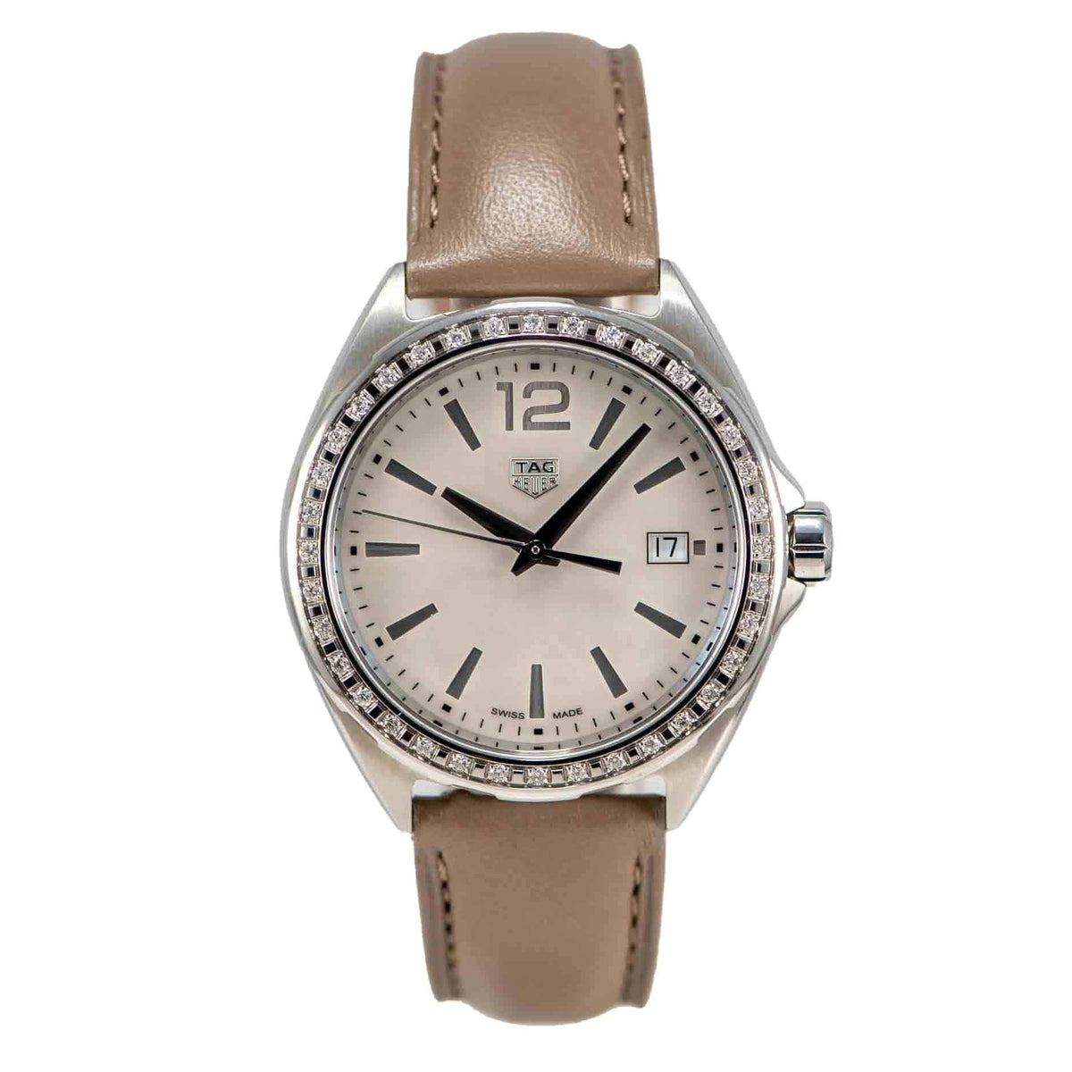 Shop Authentic Tag Heuer Formula 1 Quartz Mother of Pearl Dial Brown Leather Strap Watch for Women - WBJ131A.FC8255 - Luxxuri