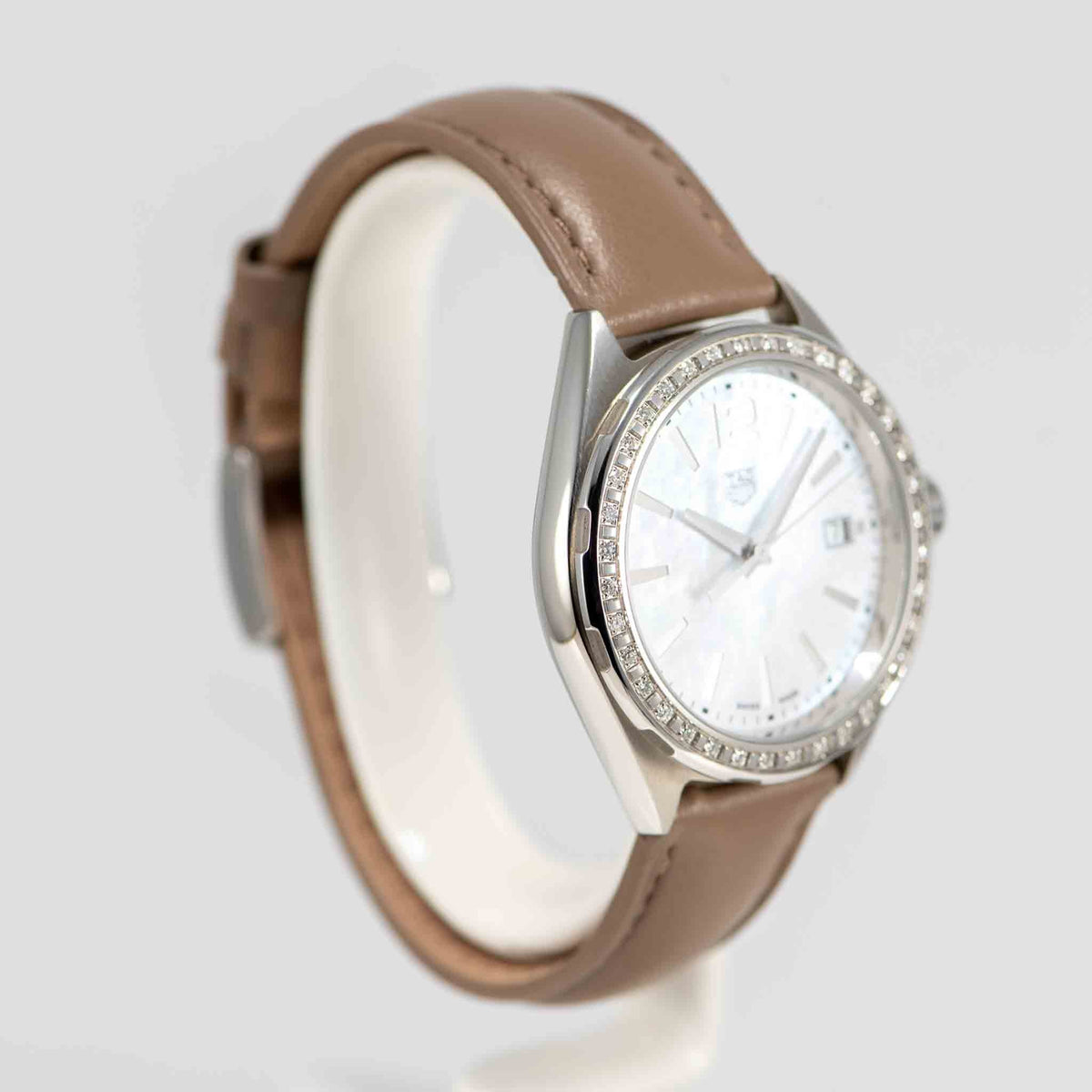 Shop Authentic Tag Heuer Formula 1 Quartz Mother of Pearl Dial Brown Leather Strap Watch for Women - WBJ131A.FC8255 - Luxxuri