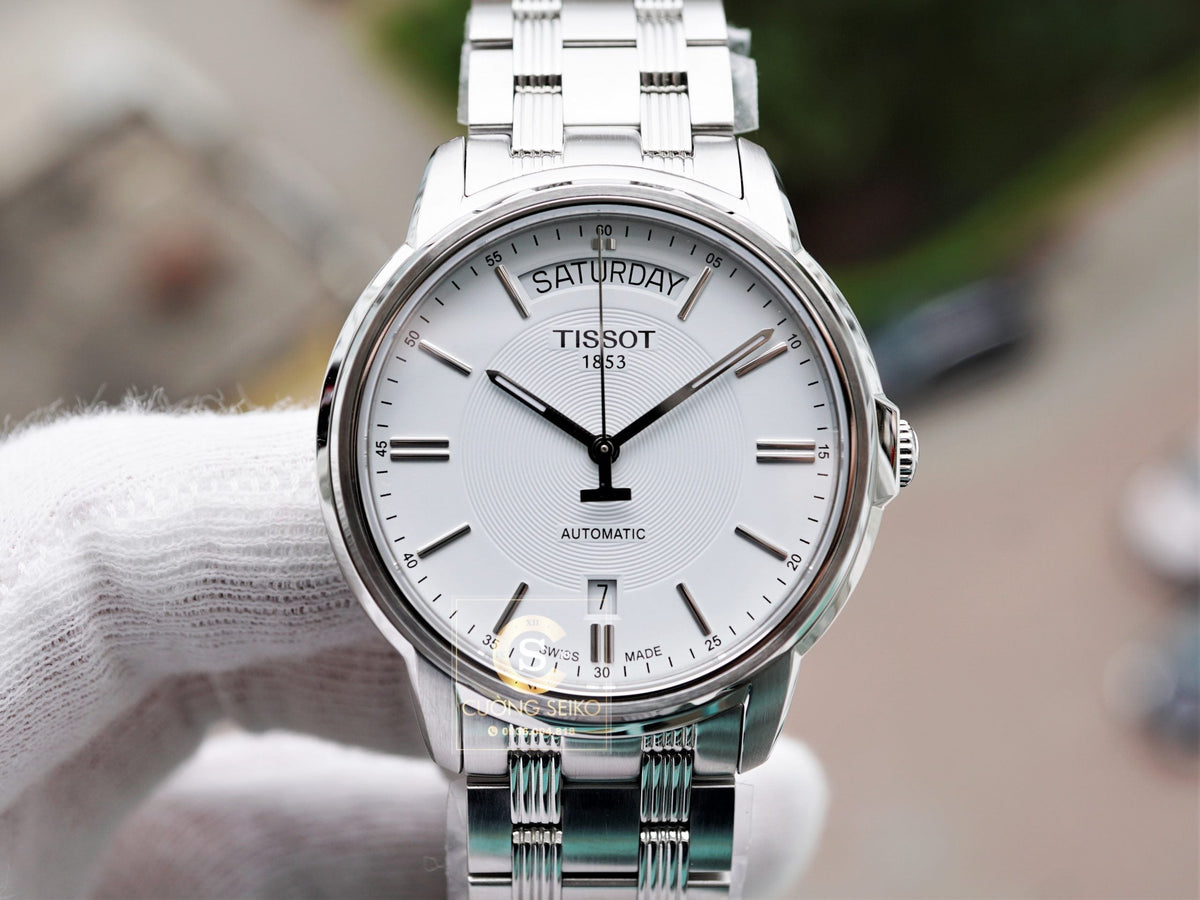 Shop Authentic Tissot T Classic Automatic III Day Date White Dial Silver Steel Strap Watch for Men - T065.930.11.031.00 - Luxxuri