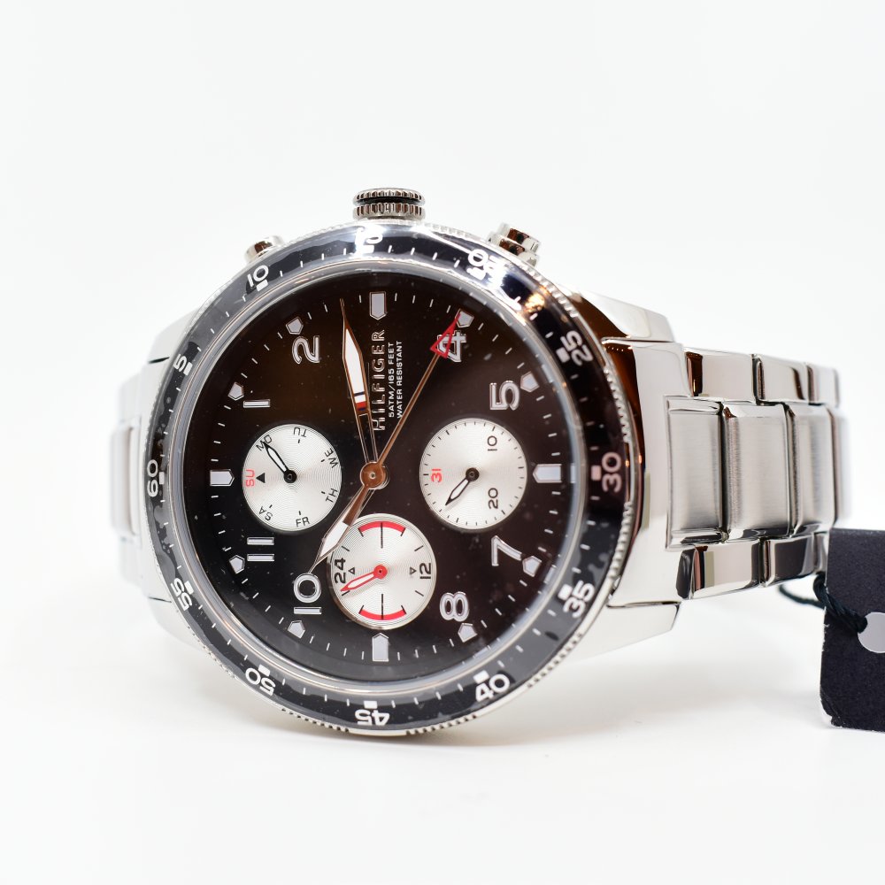 Shop Authentic Tommy Hilfiger Jimmy Multifunction Black Dial Silver Steel Strap Watch For Men - 1791950 - Luxxuri