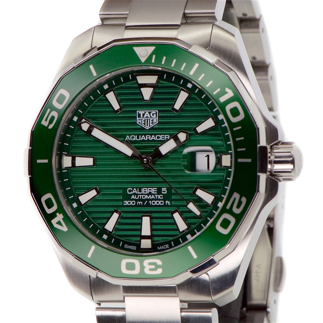 Shop Authentic Tag Heuer Aquaracer Green Dial Watch for Men - WAY201S.BA0927 - Luxxuri