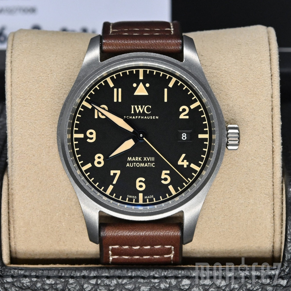 Shop Authentic IWC Pilot's Watch Mark XVIII 40mm Black Dial Brown Leather Strap Watch for Men - IW327006 - Luxxuri