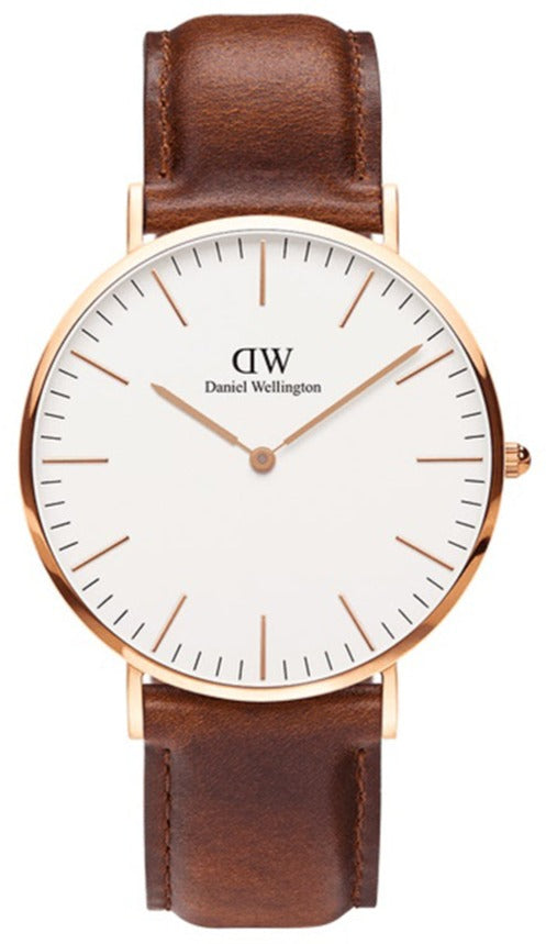 Shop Authentic Daniel Wellington Classic St Mawes White Dial Brown Leather Strap Watch For Men - DW00100006 - Luxxuri