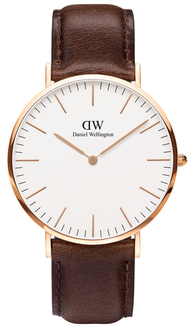 Shop Authentic Daniel Wellington Classic Bristol White Dial Brown Leather Strap Watch For Men - DW00100009 - Luxxuri