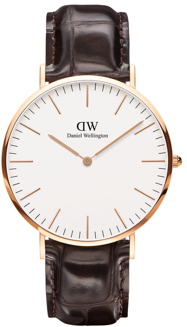 Shop Authentic Daniel Wellington Classic York White Dial Brown Leather Strap Watch For Men - DW00100011 - Luxxuri