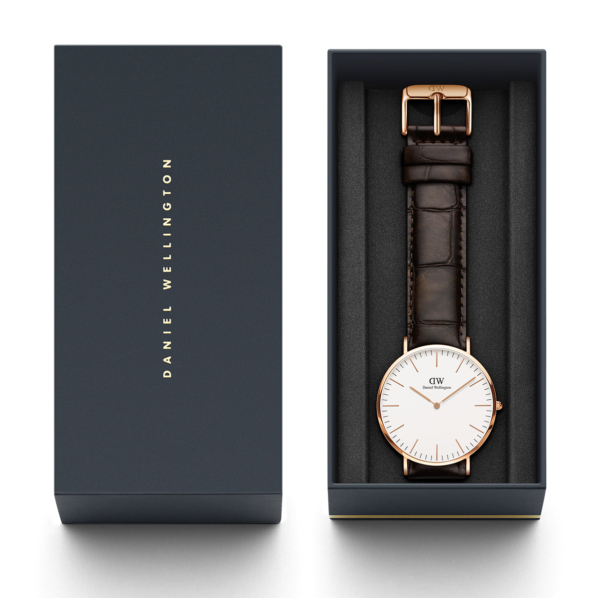 Shop Authentic Daniel Wellington Classic York White Dial Brown Leather Strap Watch For Men - DW00100011 - Luxxuri