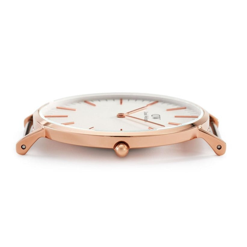 Shop Authentic Daniel Wellington Classic York White Dial Brown Leather Strap Watch For Men - DW00100011 - Luxxuri