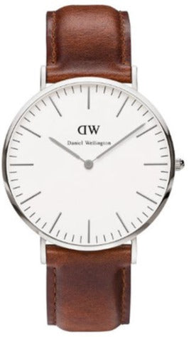 Shop Authentic Daniel Wellington Classic St Mawes White Dial Brown Leather Strap Watch For Men - DW00100021 - Luxxuri