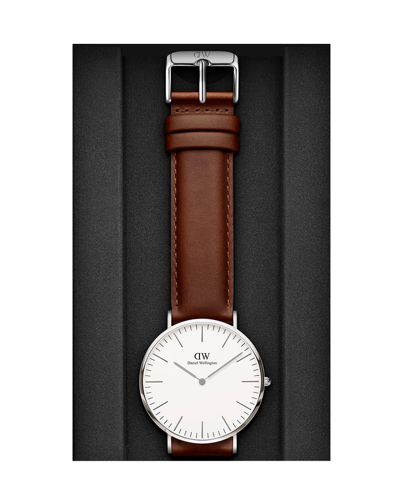 Shop Authentic Daniel Wellington Classic St Mawes White Dial Brown Leather Strap Watch For Men - DW00100021 - Luxxuri