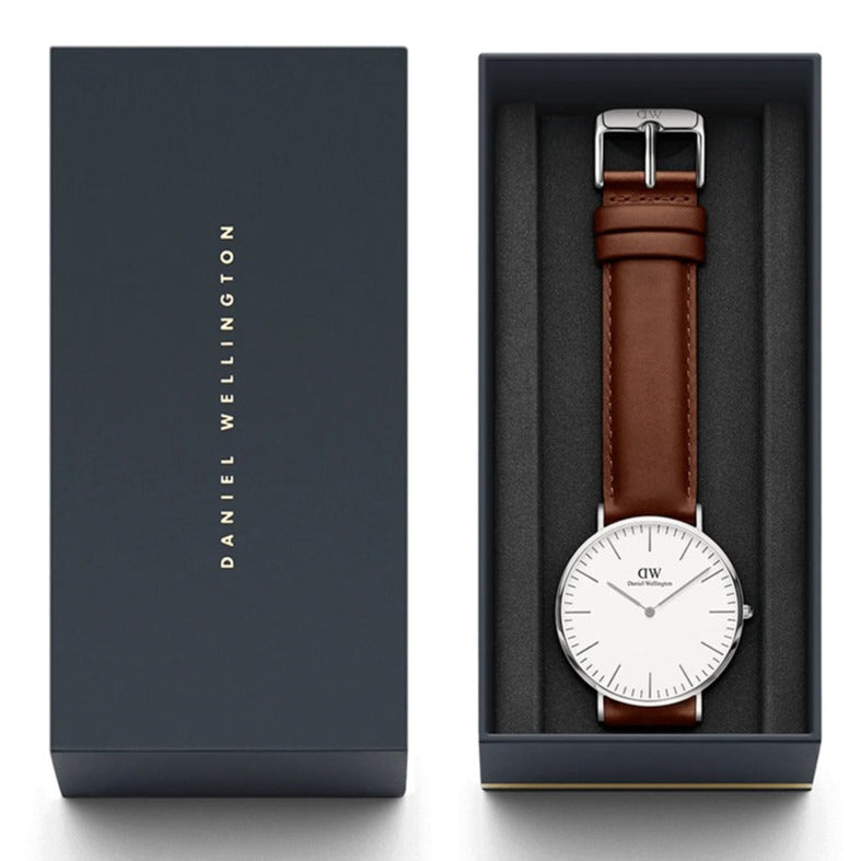 Shop Authentic Daniel Wellington Classic St Mawes White Dial Brown Leather Strap Watch For Men - DW00100021 - Luxxuri