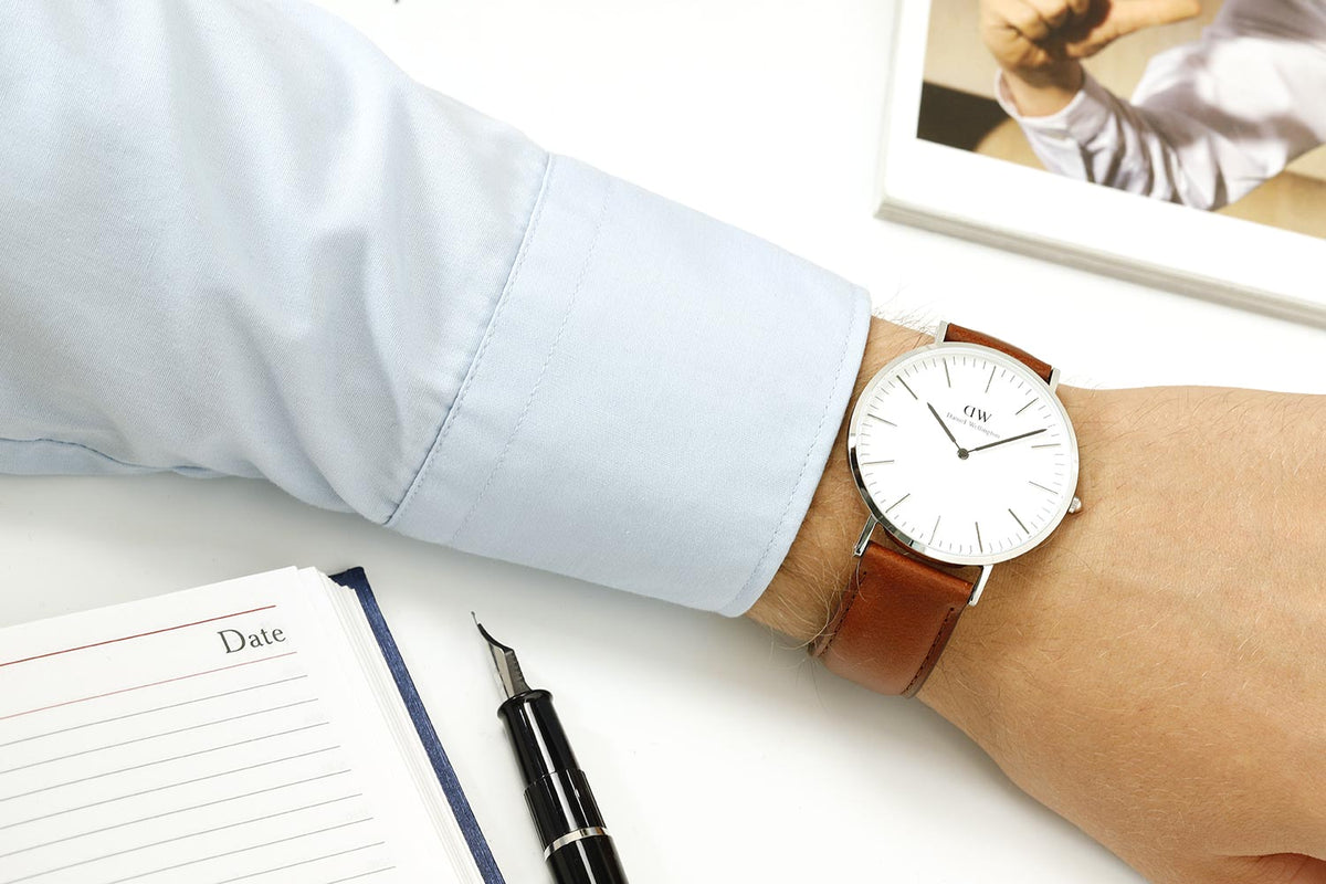 Shop Authentic Daniel Wellington Classic St Mawes White Dial Brown Leather Strap Watch For Men - DW00100021 - Luxxuri