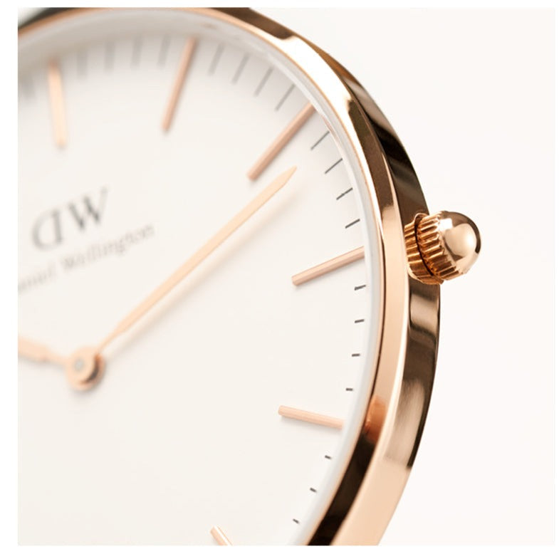 Daniel Wellington Classic Canterbury White Dial Two Tone NATO Strap Watch For Women - DW00100030
