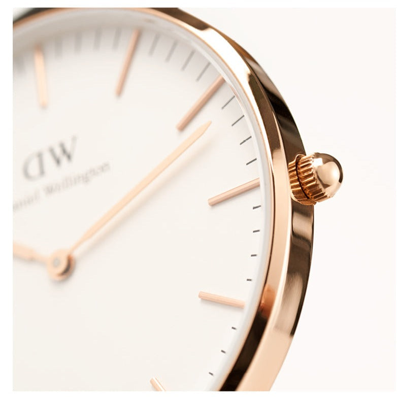 Shop Authentic Daniel Wellington Classic York White Dial Brown Leather Strap Watch For Women - DW00100038 - Luxxuri