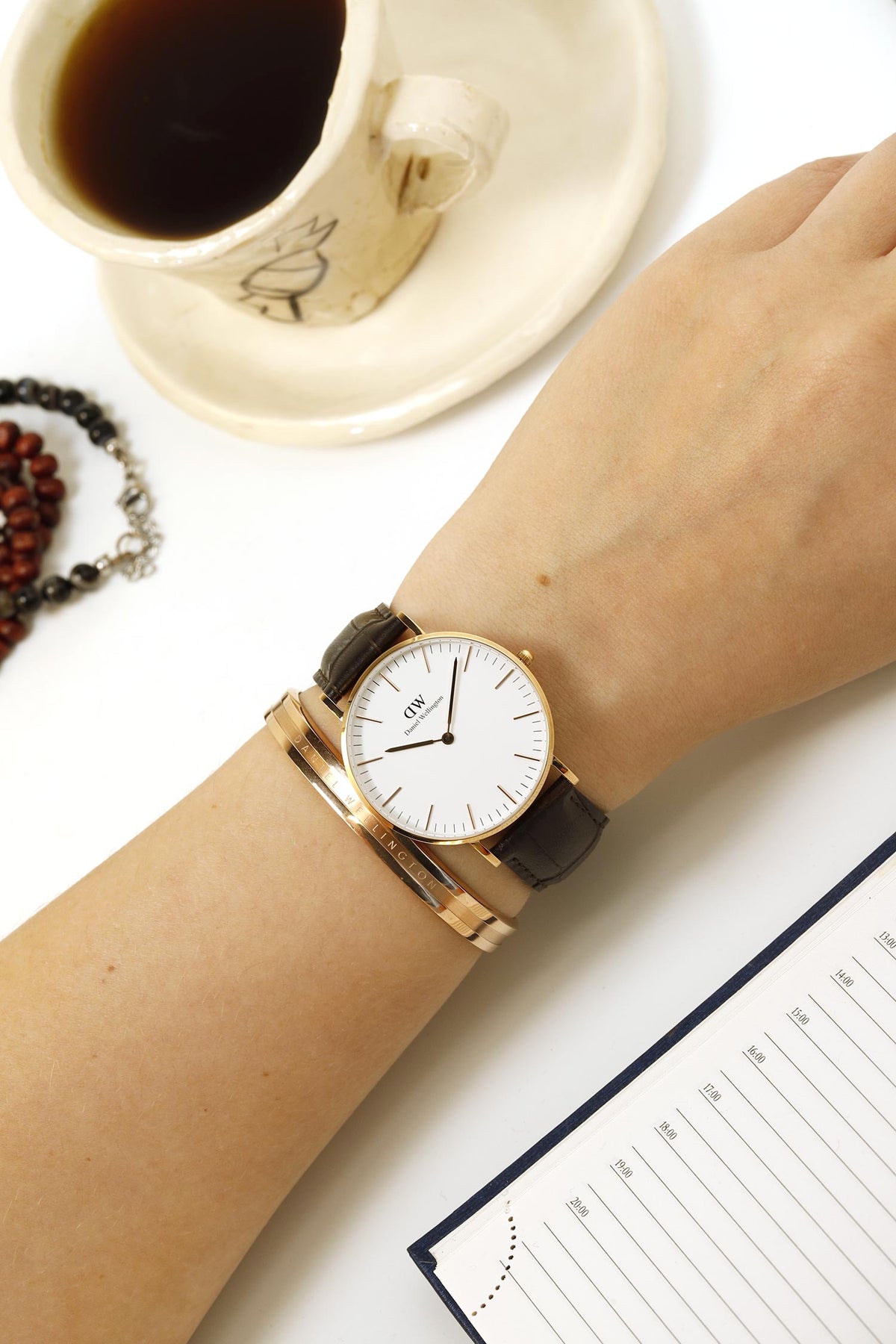 Shop Authentic Daniel Wellington Classic York White Dial Brown Leather Strap Watch For Women - DW00100038 - Luxxuri