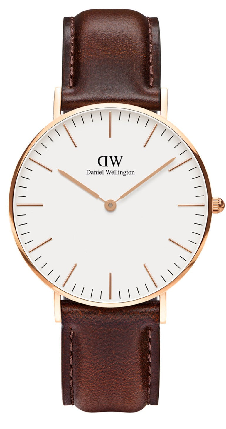 Shop Authentic Daniel Wellington Classic Bristol White Dial Brown Leather Strap Watch For Women - DW00100039 - Luxxuri