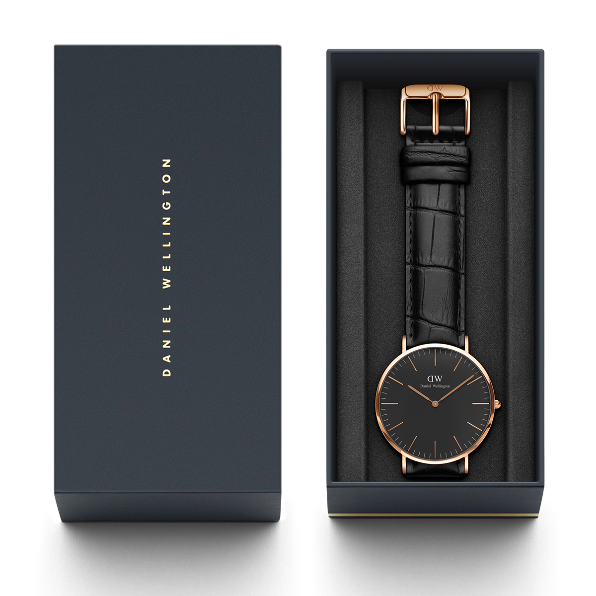 Shop Authentic Daniel Wellington Classic Reading Black Dial Black Leather Strap Watch For Men - DW00100129 - Luxxuri