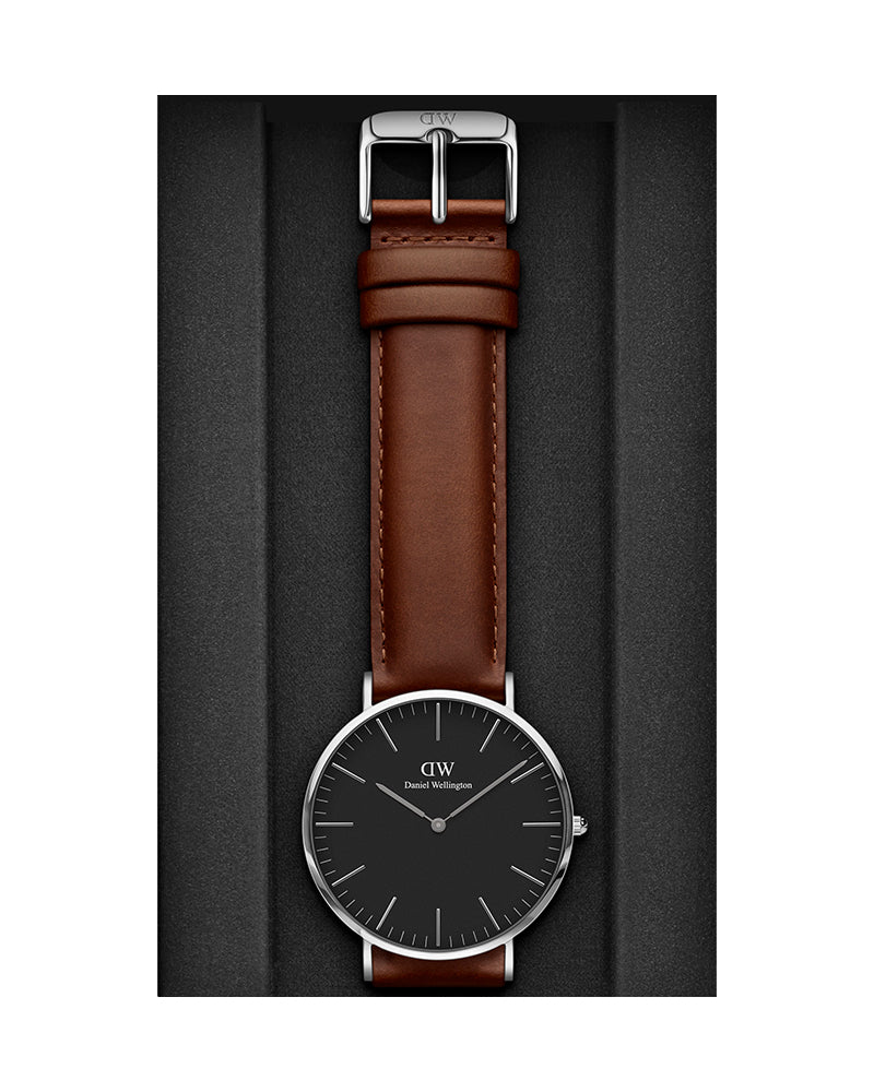 Shop Authentic Daniel Wellington Classic St Mawes Black Dial Brown Leather Strap Watch For Men - DW00100130 - Luxxuri