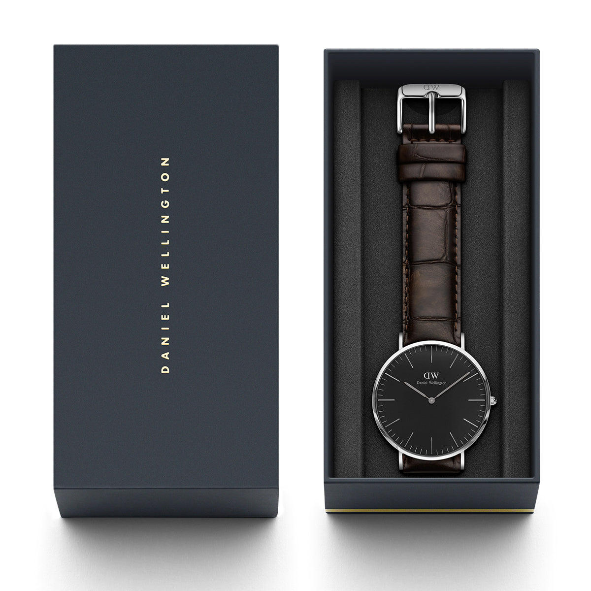 Shop Authentic Daniel Wellington Classic York Black Dial Brown Leather Strap Watch For Men - DW00100134 - Luxxuri