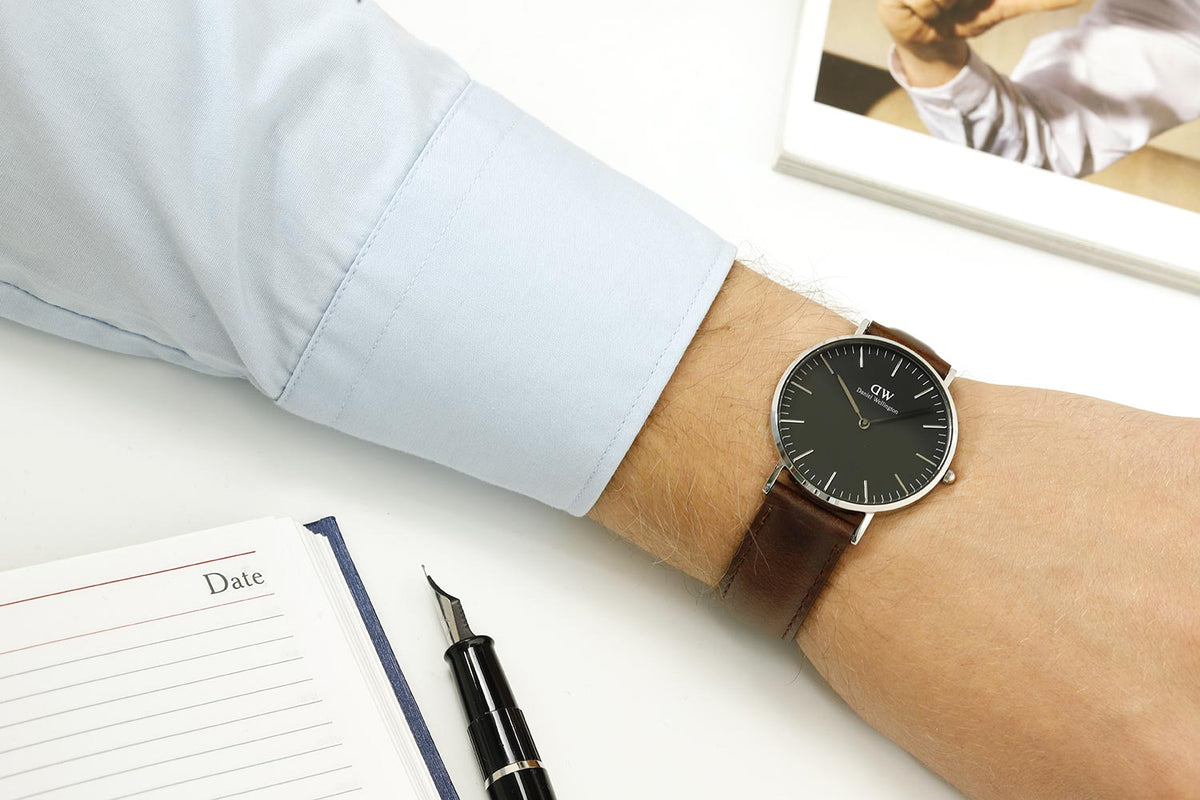 Shop Authentic Daniel Wellington Classic Bristol Black Dial Brown Leather Strap Watch For Men - DW00100143 - Luxxuri