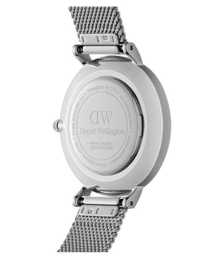 Shop Authentic Daniel Wellington Classic Petite Sterling Black Dial Silver Mesh Bracelet Watch For Women - DW00100162 - Luxxuri