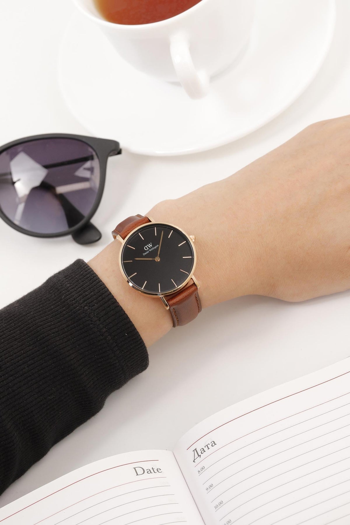 Shop Authentic Daniel Wellington Petite St Mawes Black Dial Brown Leather Strap Watch For Women - DW00100169 - Luxxuri