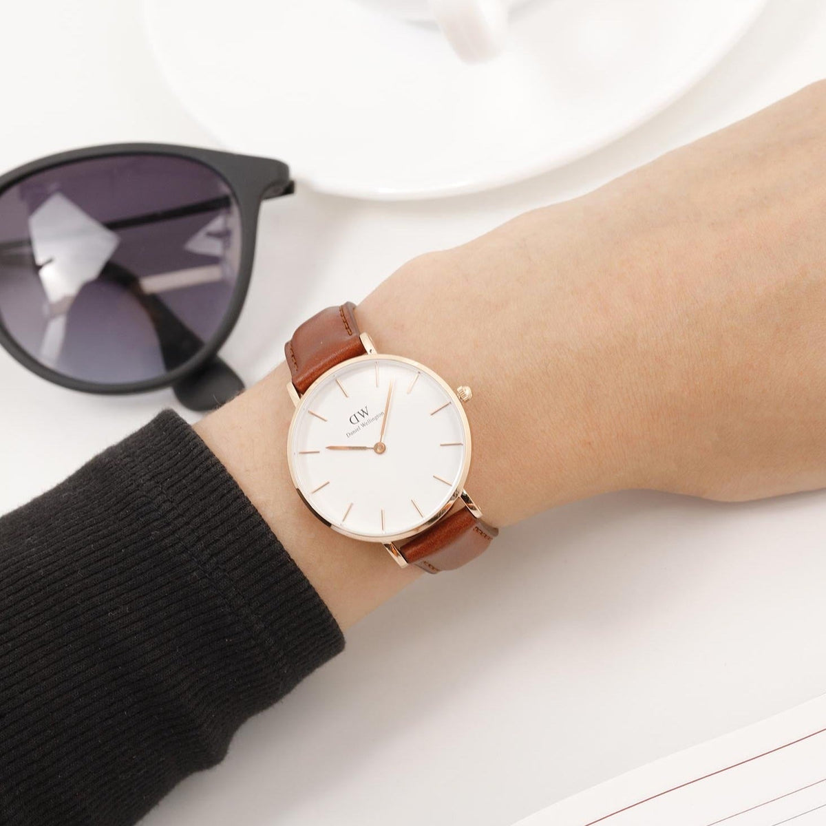 Shop Authentic Daniel Wellington Petite St Mawes White Dial Brown Leather Strap Watch For Women - DW00100175 - Luxxuri