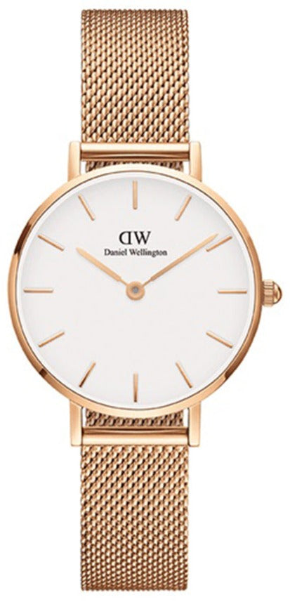 Shop Authentic Daniel Wellington Classic Petite White Dial Rose Gold Mesh Bracelet Watch For Women - DW00100219 - Luxxuri