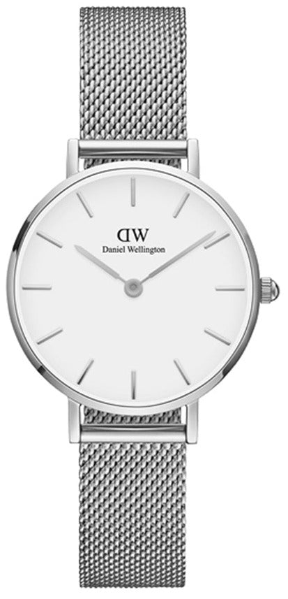 Shop Authentic Daniel Wellington Petite Sterling White Dial Silver Mesh Bracelet Watch For Women - DW00100220 - Luxxuri