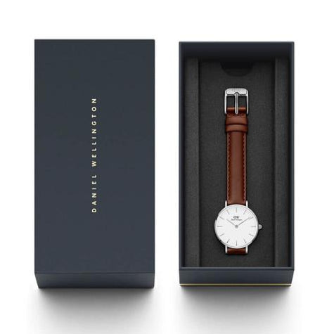 Shop Authentic Daniel Wellington Petite White Dial Brown Leather Strap Watch For Women - DW00100243 - Luxxuri