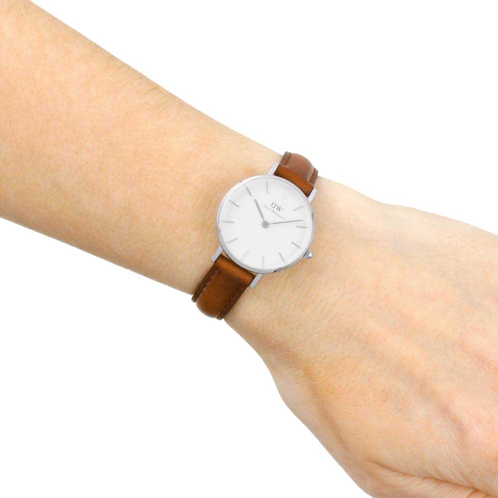 Shop Authentic Daniel Wellington Petite White Dial Brown Leather Strap Watch For Women - DW00100243 - Luxxuri