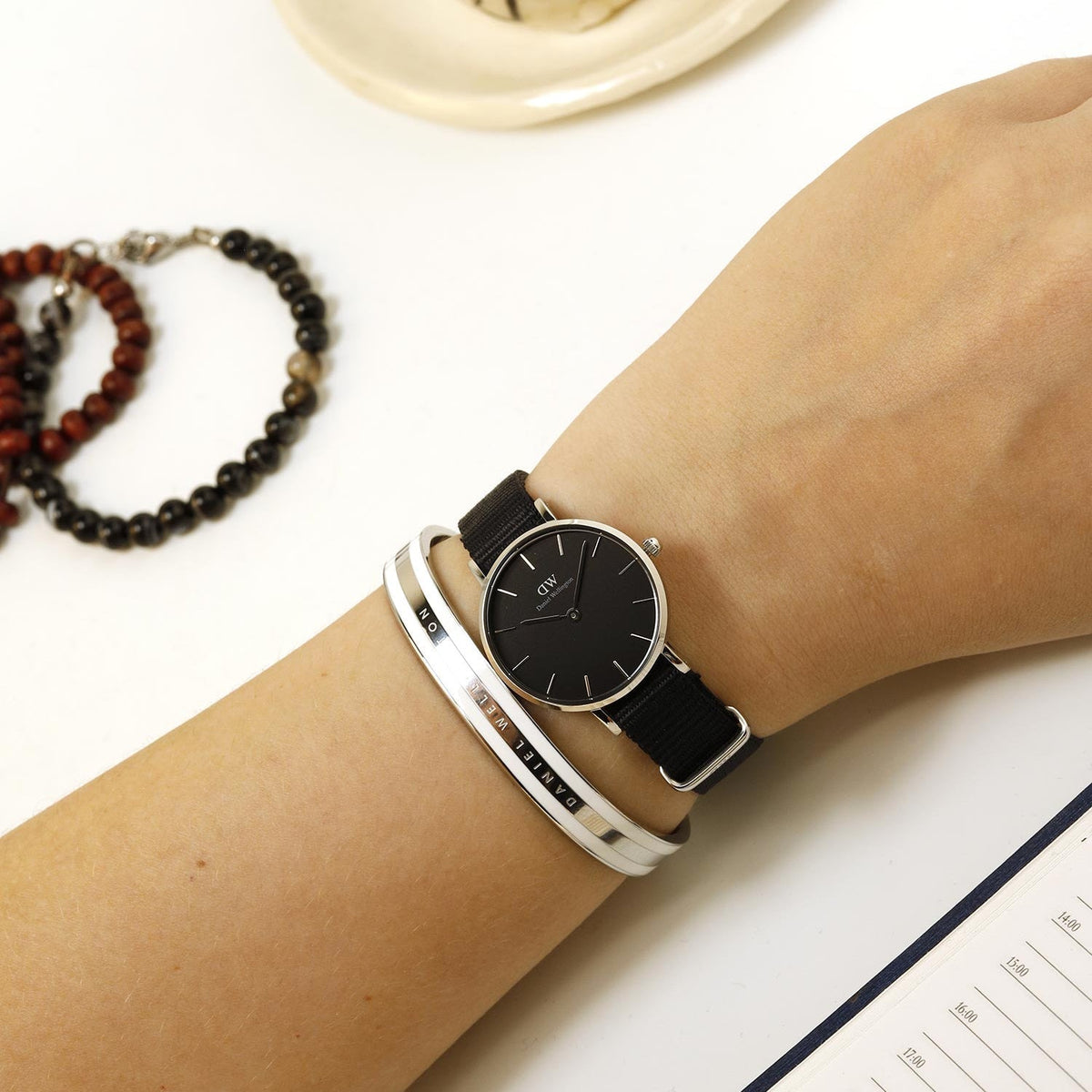 Shop Authentic Daniel Wellington Petite Cornwall Black Dial Black Nylon Strap Watch For Women - DW00100248 - Luxxuri