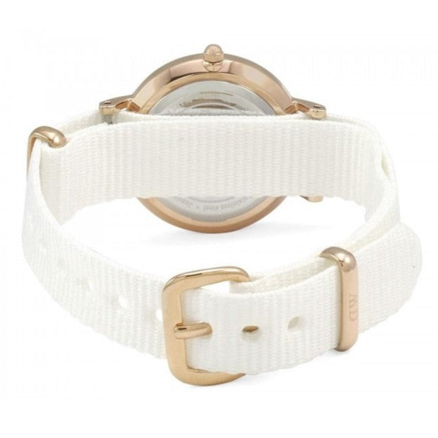 Shop Authentic Daniel Wellington Classic Dover White Dial White Nylon Strap Watch For Women - DW00100309 - Luxxuri