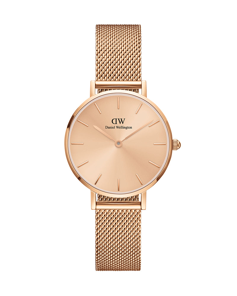 Shop Authentic Daniel Wellington Petite Rose Gold Dial Rose Gold Mesh Bracelet Watch For Women - DW00100470 - Luxxuri