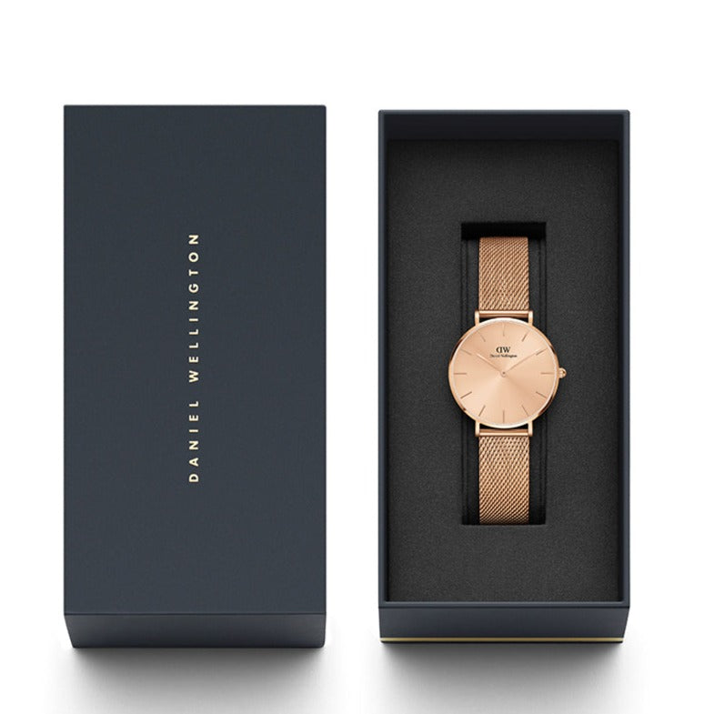 Shop Authentic Daniel Wellington Petite Rose Gold Dial Rose Gold Mesh Bracelet Watch For Women - DW00100471 - Luxxuri