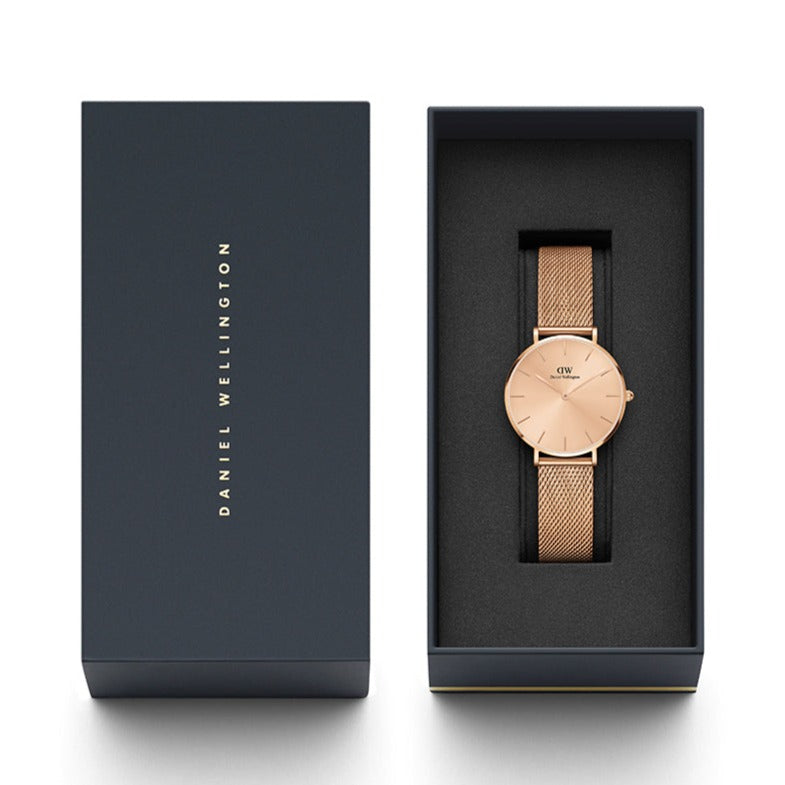 Shop Authentic Daniel Wellington Petite Rose Gold Dial Rose Gold Mesh Bracelet Watch For Women - DW00100470 - Luxxuri