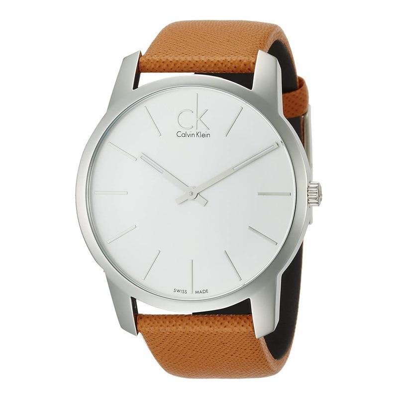 Shop Authentic Calvin Klein City Quartz White Dial Light Brown Leather Strap Watch For Men - K2G21138 - Luxxuri