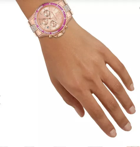 Shop Authentic Michael Kors Everest Chronograph Rose Gold Dial Rose Gold Steel Strap Watch For Women - MK7211 - Luxxuri