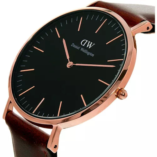 Shop Authentic Daniel Wellington Classic St Mawes Black Dial Brown Leather Strap Watch For Men - DW00100124 - Luxxuri