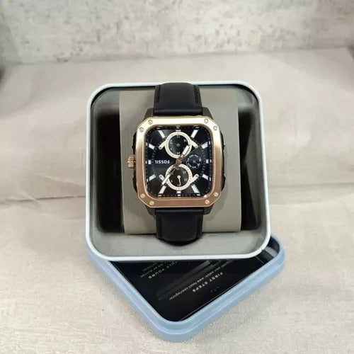 Shop Authentic Fossil Multifunction Black Dial Black Leather Strap Watch for Men - BQ2654 - Luxxuri