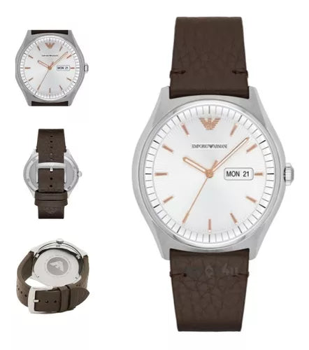 Shop Authentic Emporio Armani Dress Quartz White Dial Brown Leather Strap Watch For Men - AR1999 - Luxxuri