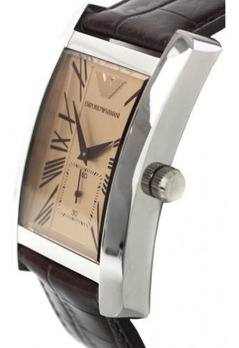 Shop Authentic Emporio Armani Classic Beige Dial Brown Leather Strap Watch For Men - AR0154 - Luxxuri