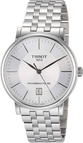 Shop Authentic Tissot T Classic Carson Premium Powermatic 80 White Dial Silver Steel Strap Watch For Men - T122.407.11.031.00 - Luxxuri