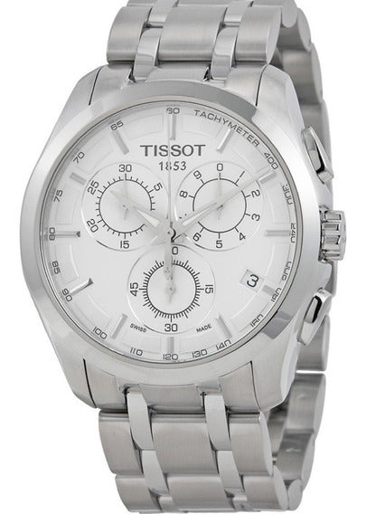 Shop Authentic Tissot T Classic Couturier Chronograph White Dial Silver Steel Strap Watch For Men - T101.617.11.031.00 - Luxxuri