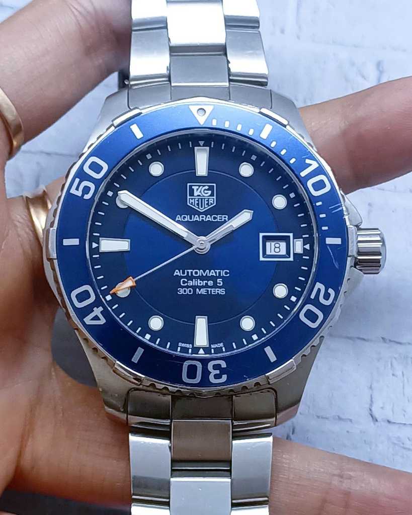 Shop Authentic Tag Heuer Aquaracer Caliber 5 Automatic Blue Dial Silver Steel Strap Watch for Men - WAN2111.BA0822 - Luxxuri